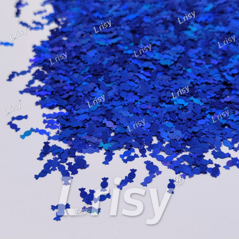 6mm Candy Sweets Shaped Holographic Blue Glitter LB0705