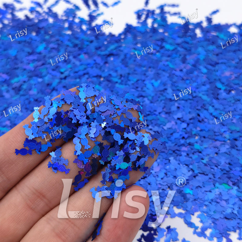 6mm Candy Sweets Shaped Holographic Blue Glitter LB0705