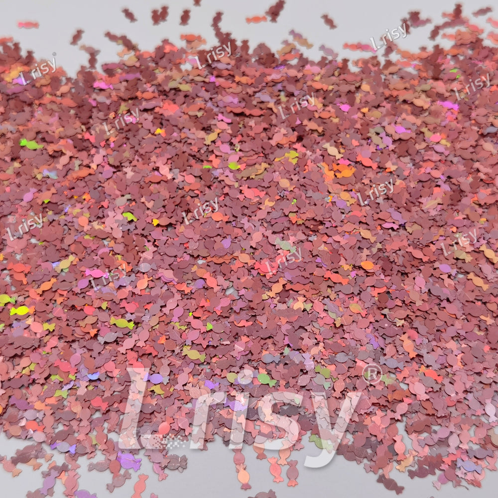 6mm Candy Sweets Shaped Holographic Hazy Pink Glitter LB0911