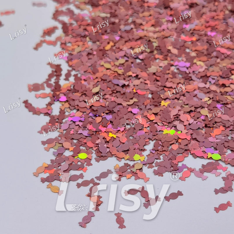 6mm Candy Sweets Shaped Holographic Hazy Pink Glitter LB0911