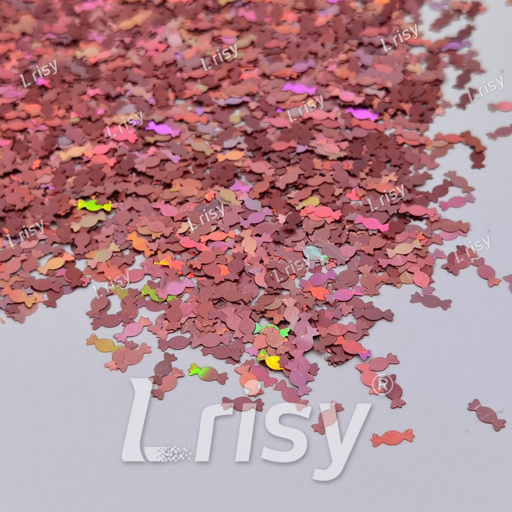 6mm Candy Sweets Shaped Holographic Hazy Pink Glitter LB0911