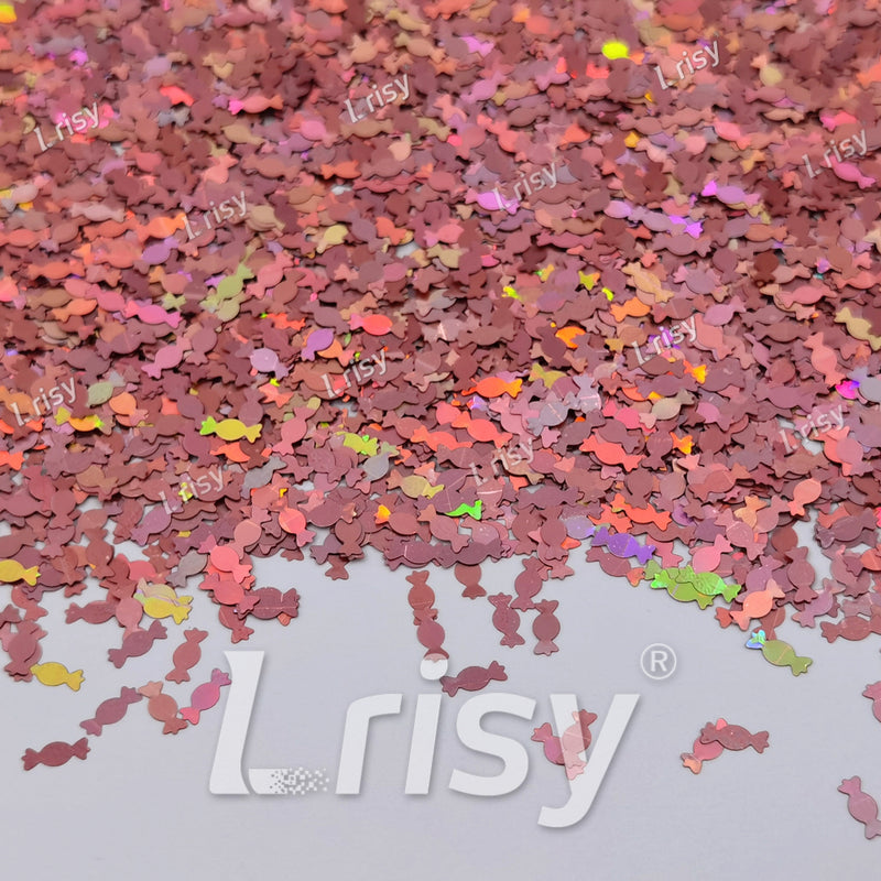 6mm Candy Sweets Shaped Holographic Hazy Pink Glitter LB0911