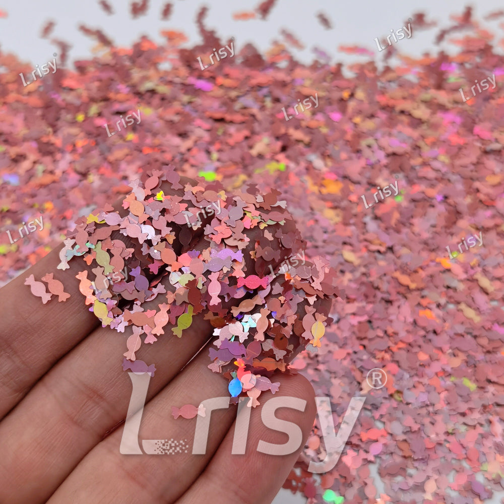 6mm Candy Sweets Shaped Holographic Hazy Pink Glitter LB0911