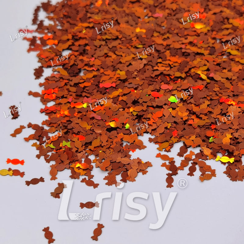 6mm Candy Sweets Shaped Holographic Red Bronze Glitter LB0401