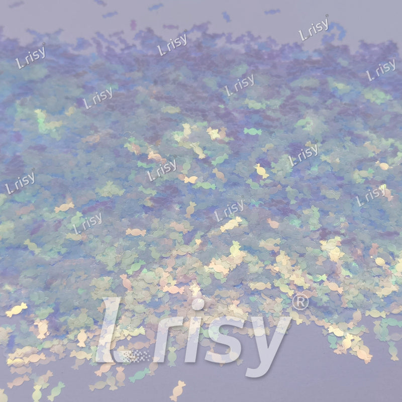 6mm Candy Sweets Shaped Glitter Iridescent Blue C004
