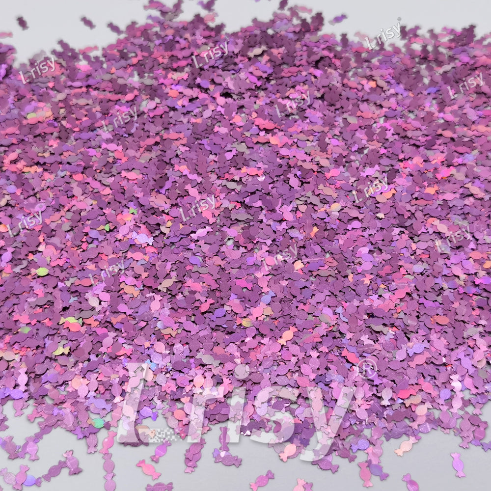 6mm Candy Sweets Shaped Holographic Pink Glitter LB0901
