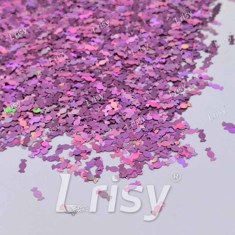 6mm Candy Sweets Shaped Holographic Pink Glitter LB0901