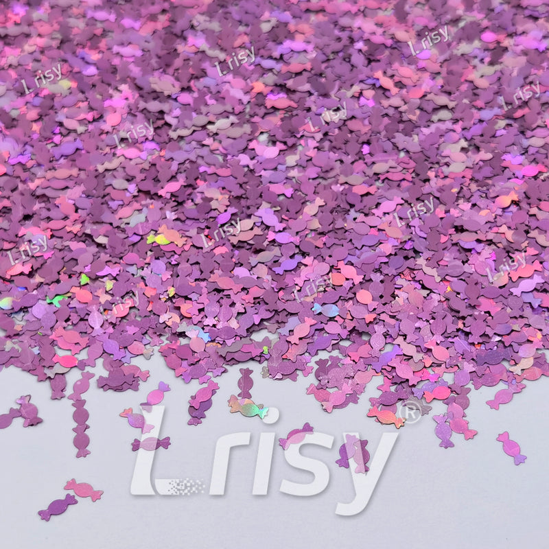 6mm Candy Sweets Shaped Holographic Pink Glitter LB0901