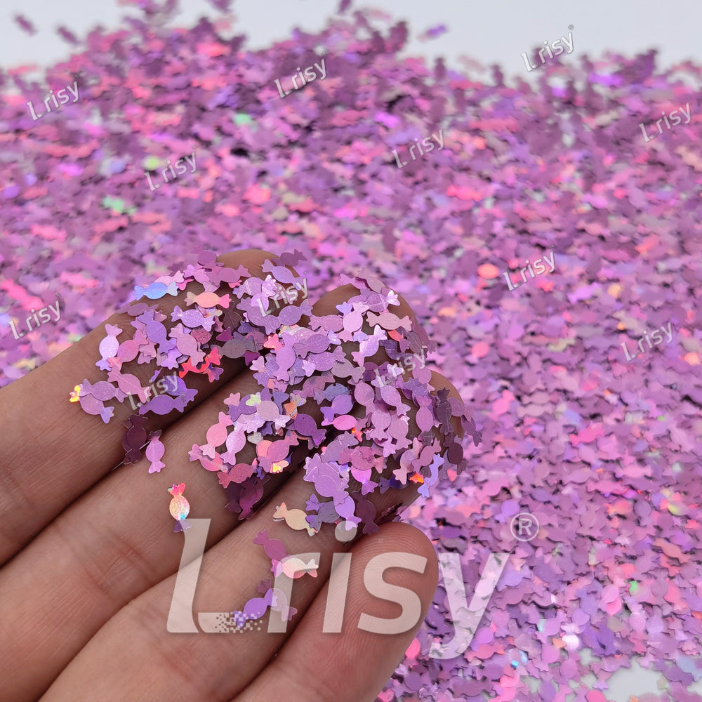 6mm Candy Sweets Shaped Holographic Pink Glitter LB0901