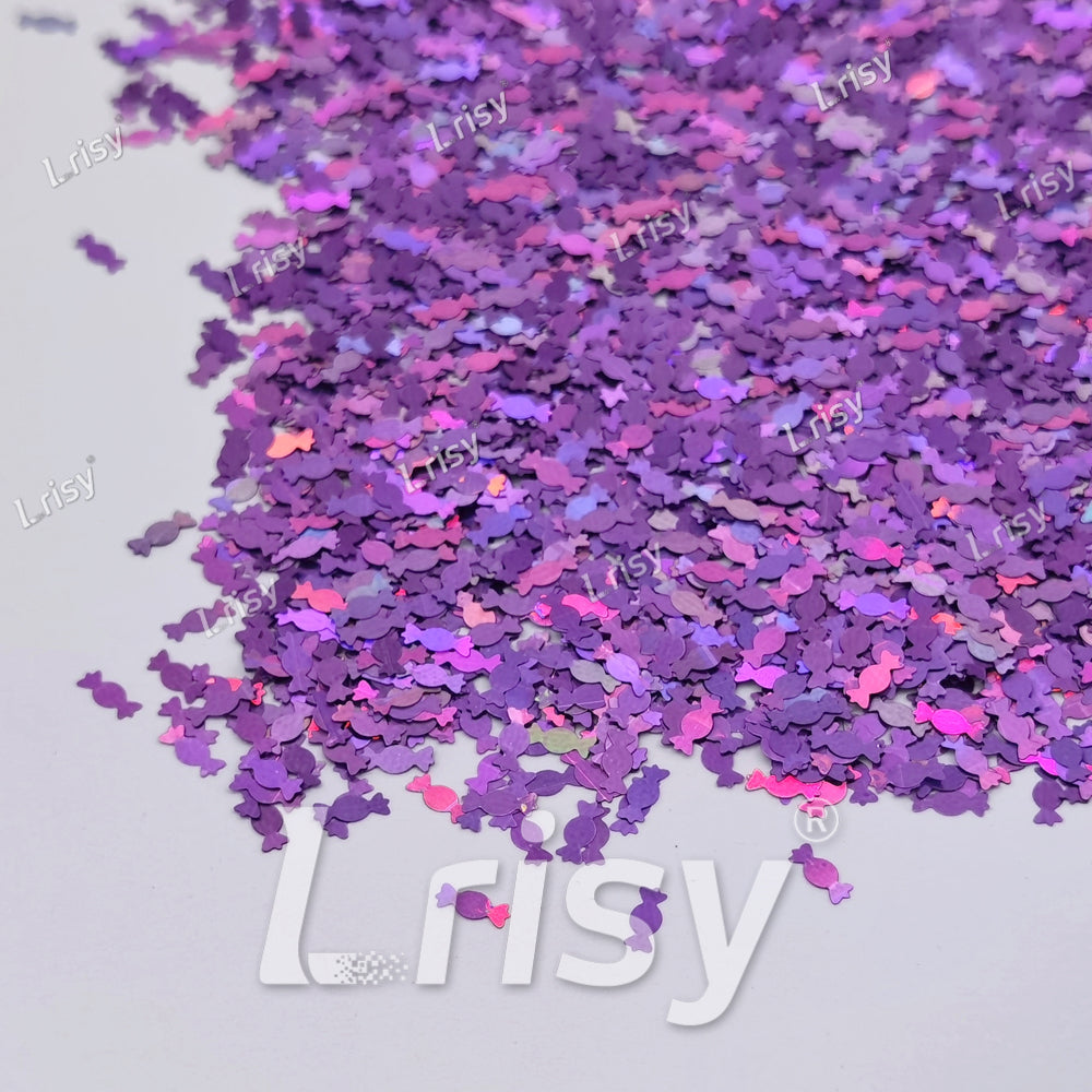 6mm Candy Sweets Shaped Holographic Light Purple Glitter LB0802