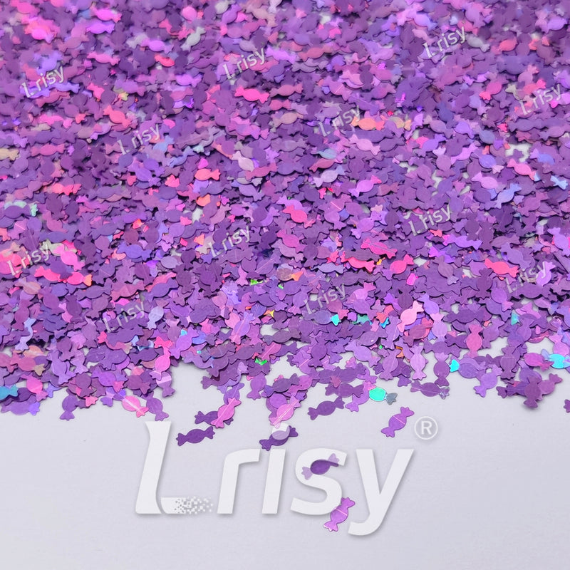 6mm Candy Sweets Shaped Holographic Light Purple Glitter LB0802