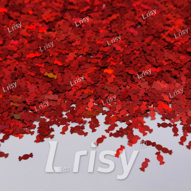 6mm Candy Sweets Shaped Holographic Red Glitter LB0300