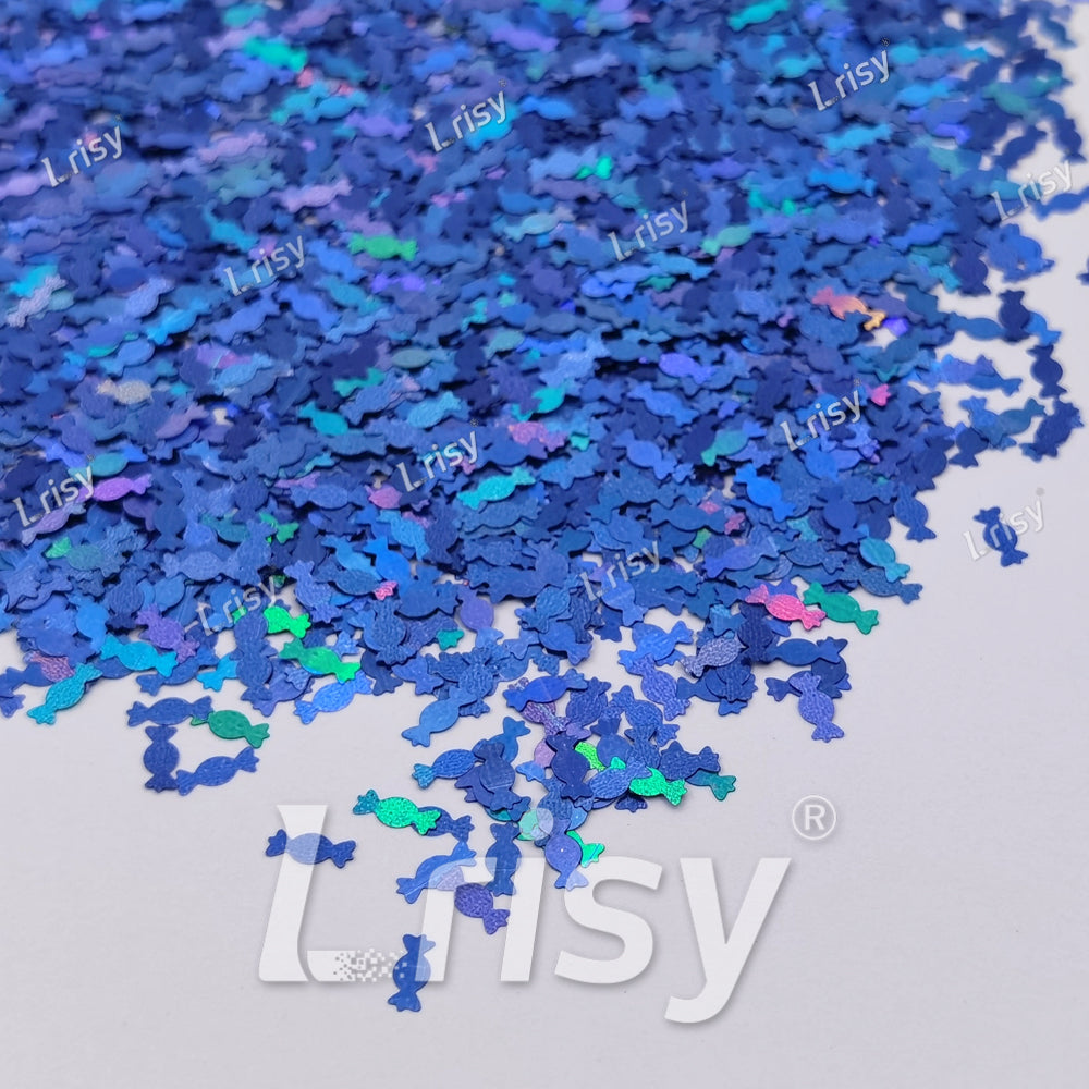 6mm Candy Sweets Shaped Holographic Sea Blue Glitter LB0709