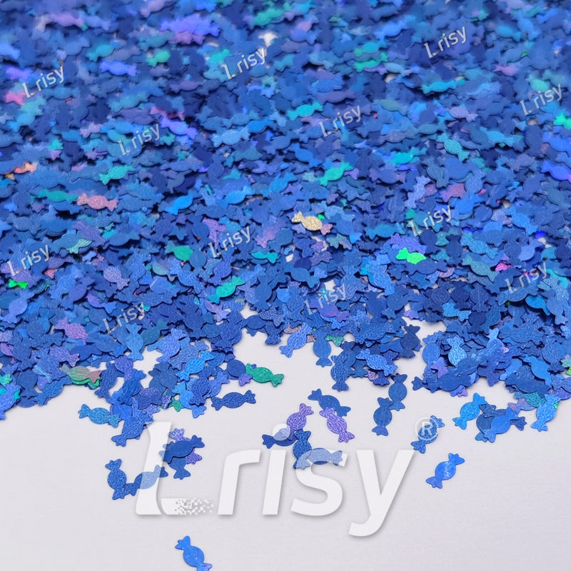 6mm Candy Sweets Shaped Holographic Sea Blue Glitter LB0709