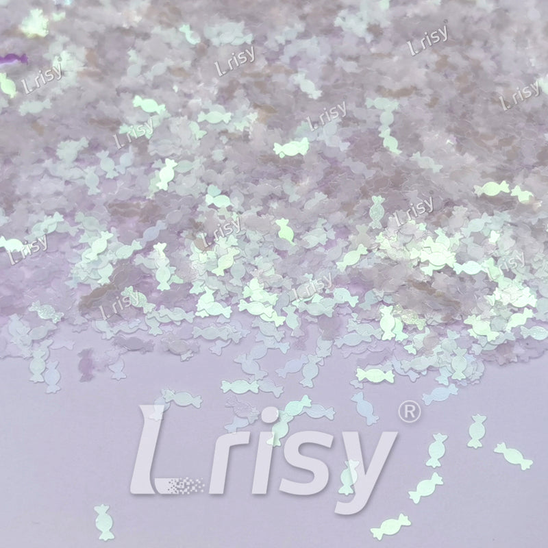 6mm Candy Sweets Shaped Glitter Iridescent Pink C003