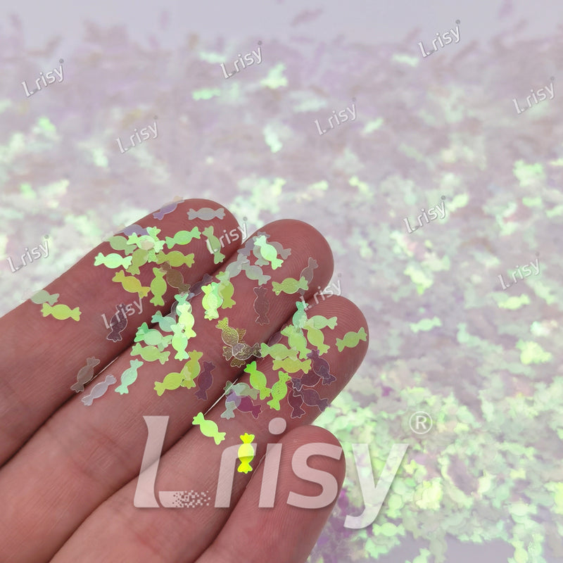 6mm Candy Sweets Shaped Glitter Iridescent Pink C003