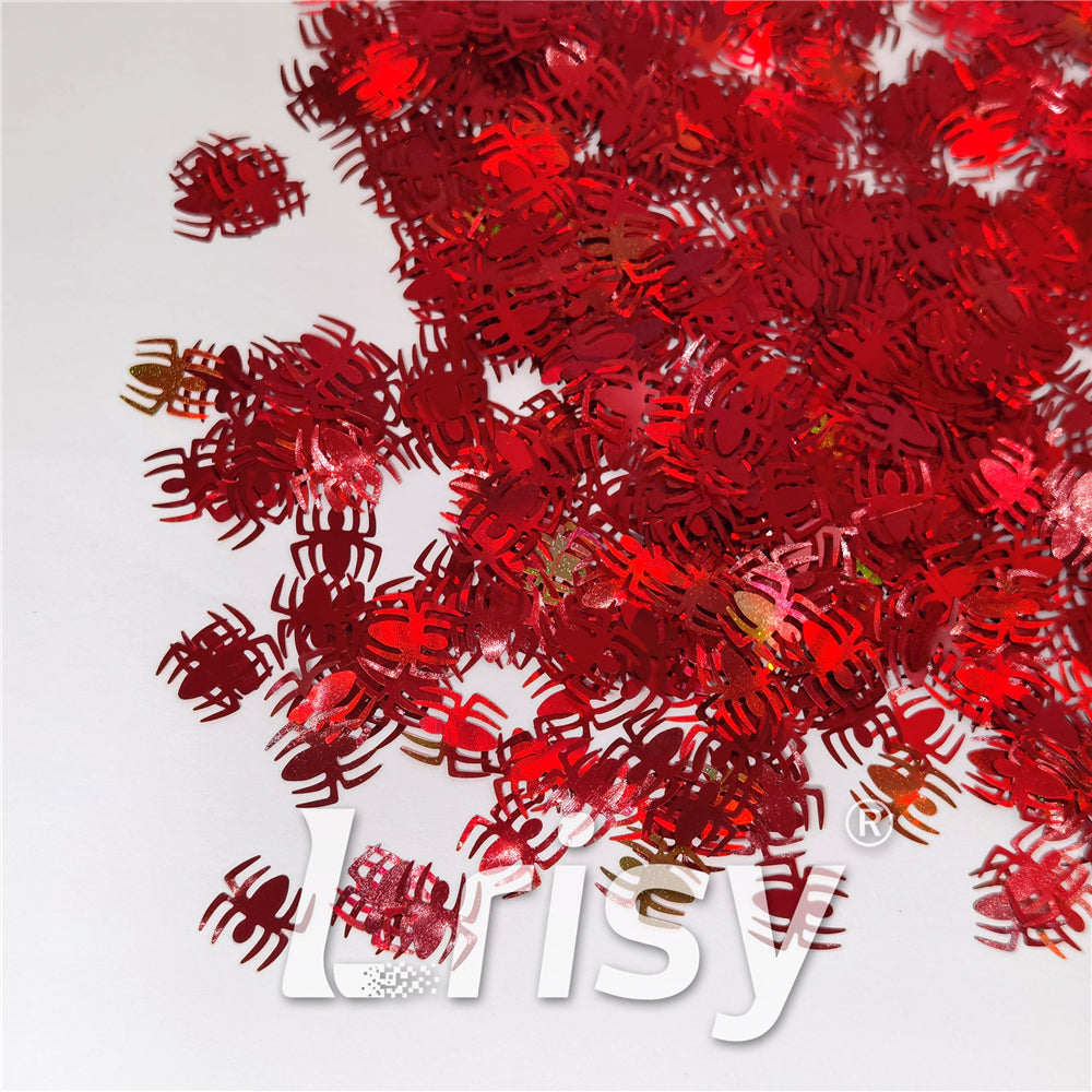 10mm Halloween Spider Holographic Red Shaped Glitter LB0300