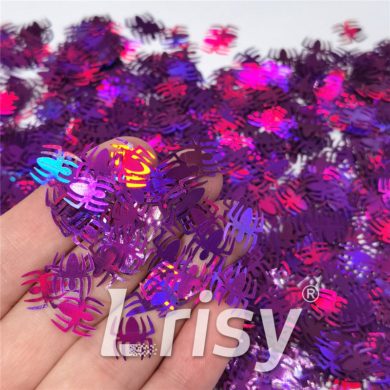 10mm Halloween Spider Holographic Purple Shaped Glitter LB0800