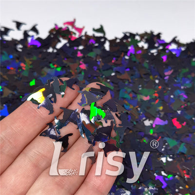 10mm Halloween Witchcraft (Magic) Hat Holographic Black Shaped Glitter LB01000