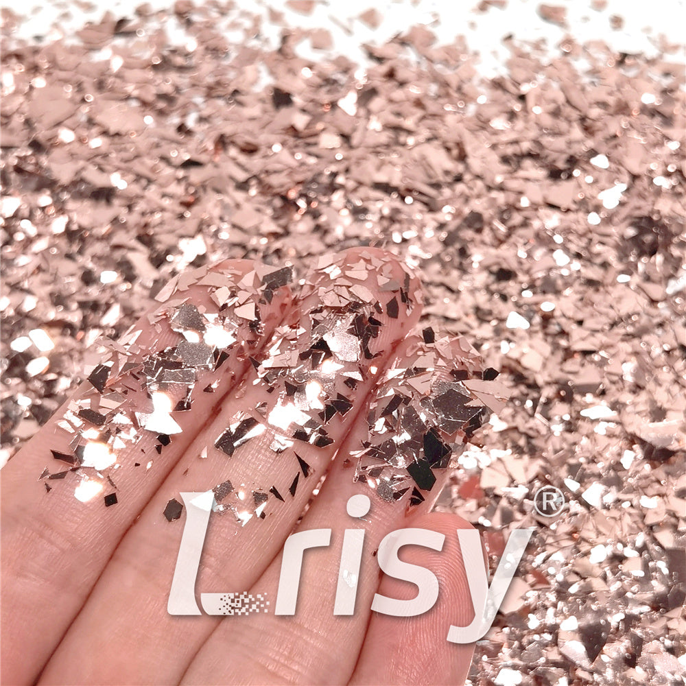 Rose Gold Pure Color Cellophane Glitter Flakes Shards B0230 4x4