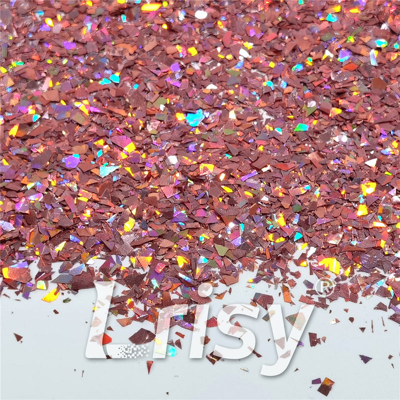 Holographic Hazy Pink Cellophane Glitter Flakes Holo Shards LB0911 4x4