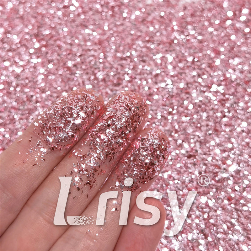 Tender Pink Pure Color Cellophane Glitter Flakes Shards B0920 2x2