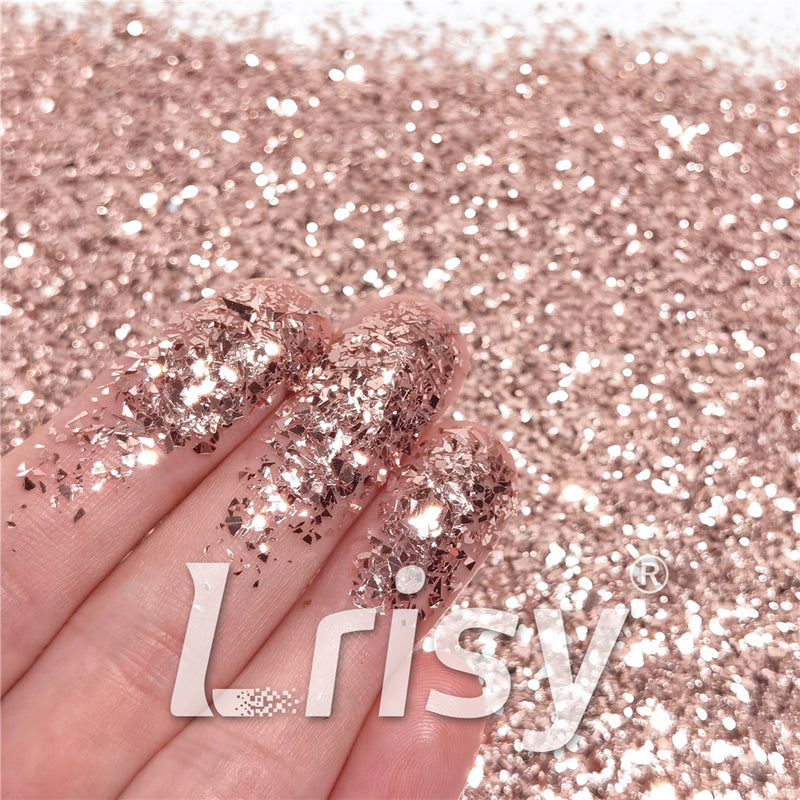 Rose Gold Pure Color Cellophane Glitter Flakes Shards B0230 2x2