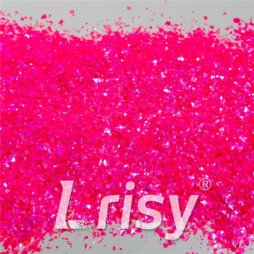 Fluorescent High Brightness Magenta Iridescent Cellophane Glitter Shards (Flakes) FC349 4x4