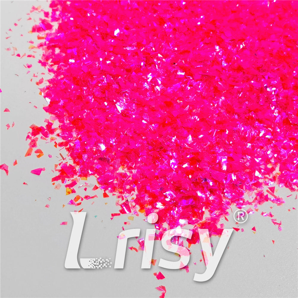Fluorescent High Brightness Magenta Iridescent Cellophane Glitter Shards (Flakes) FC349 4x4