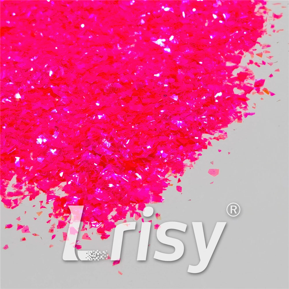 Fluorescent High Brightness Magenta Iridescent Cellophane Glitter Shards (Flakes) FC349 4x4
