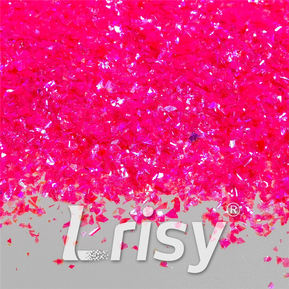 Fluorescent High Brightness Magenta Iridescent Cellophane Glitter Shards (Flakes) FC349 4x4