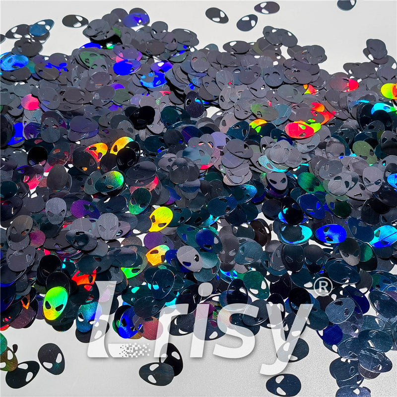 12mm Alien ET Holographic Black Shaped Glitter LB01000