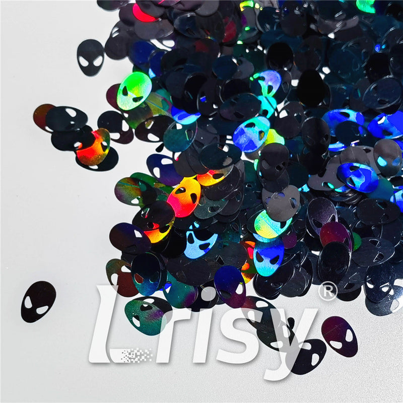 12mm Alien ET Holographic Black Shaped Glitter LB01000