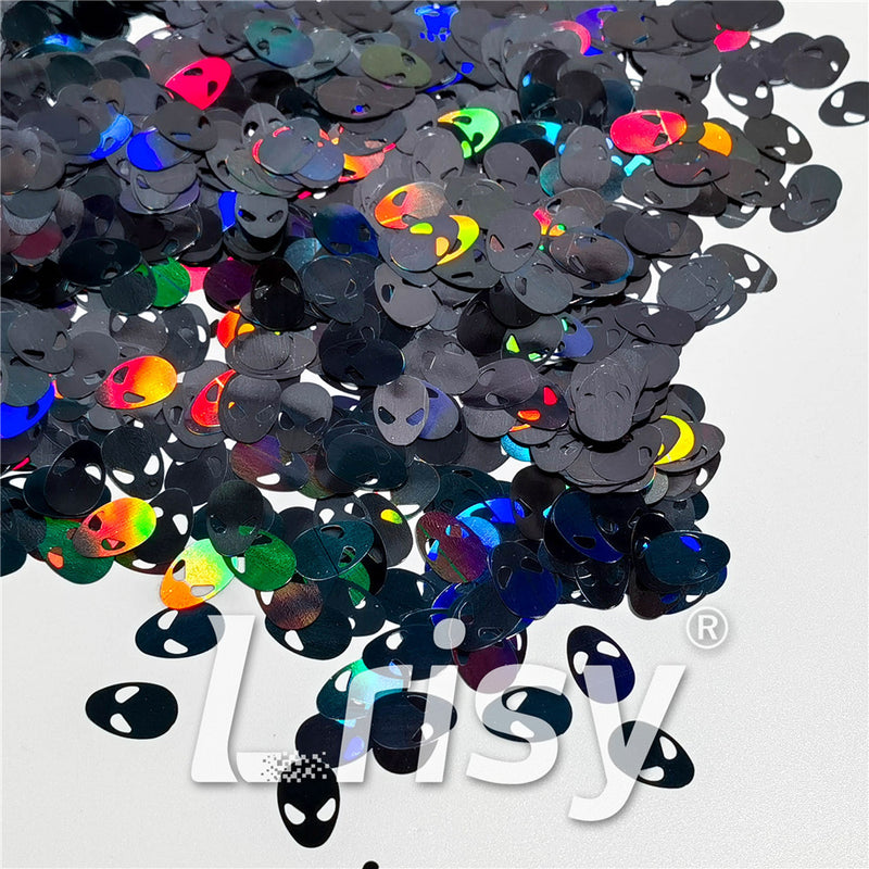 12mm Alien ET Holographic Black Shaped Glitter LB01000