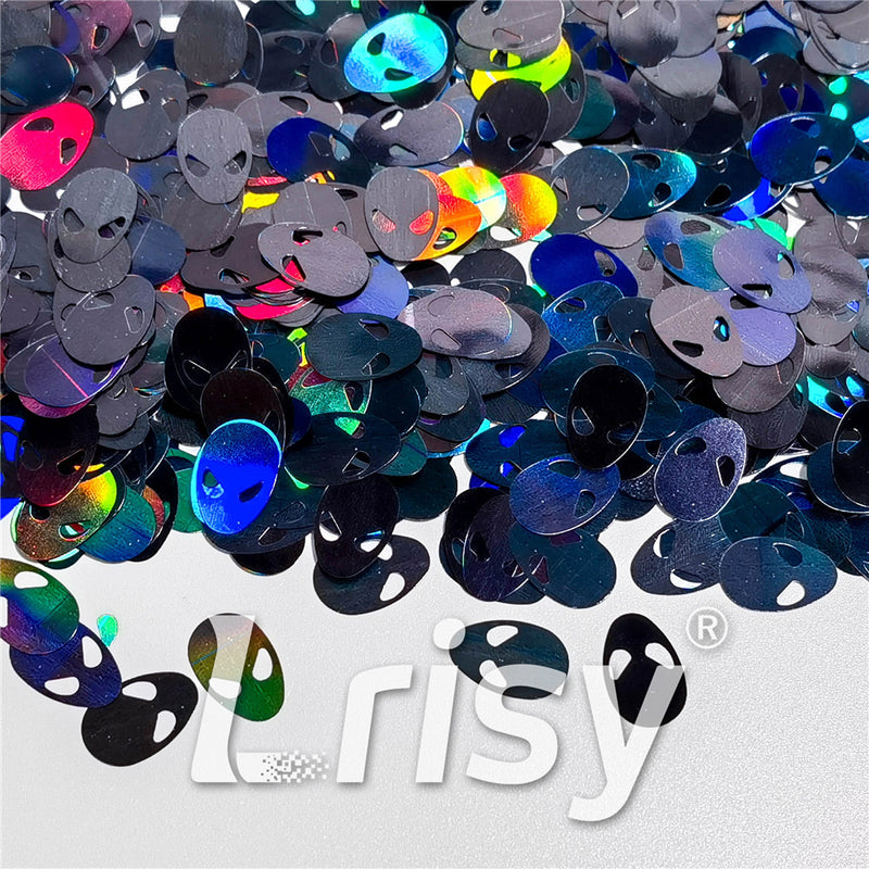 12mm Alien ET Holographic Black Shaped Glitter LB01000