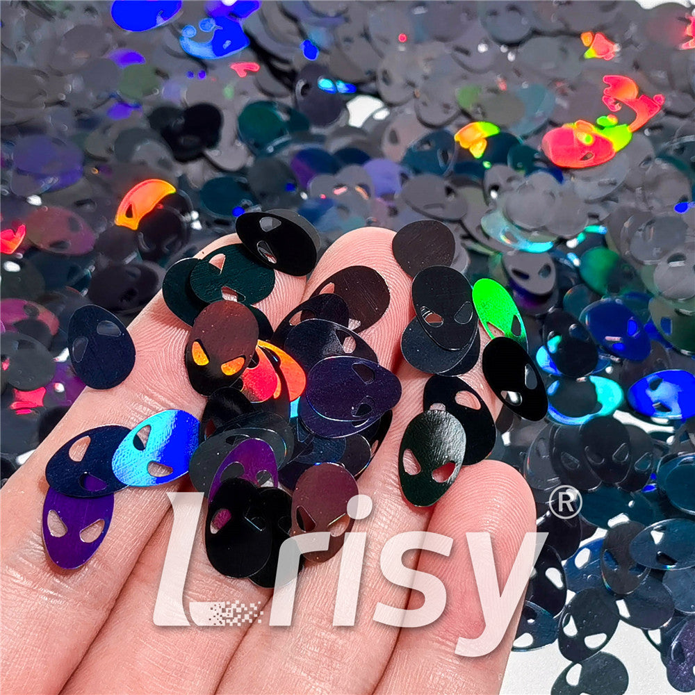 12mm Alien ET Holographic Black Shaped Glitter LB01000