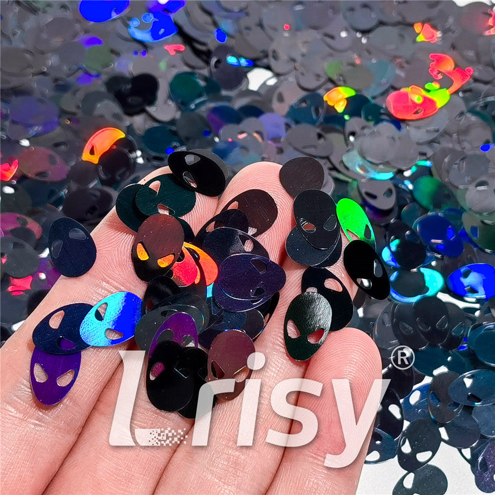 12mm Alien ET Holographic Black Shaped Glitter LB01000