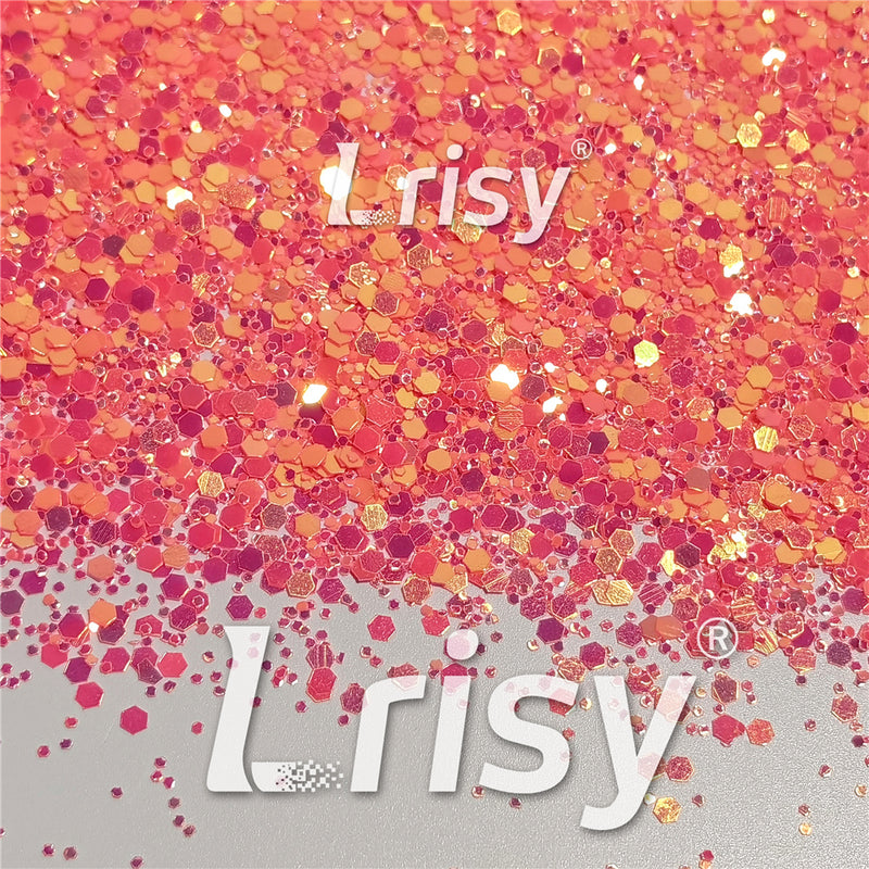 Fluorescent Red To Orange In The Dark Iridescent Red Noctilucent Glitter YG336