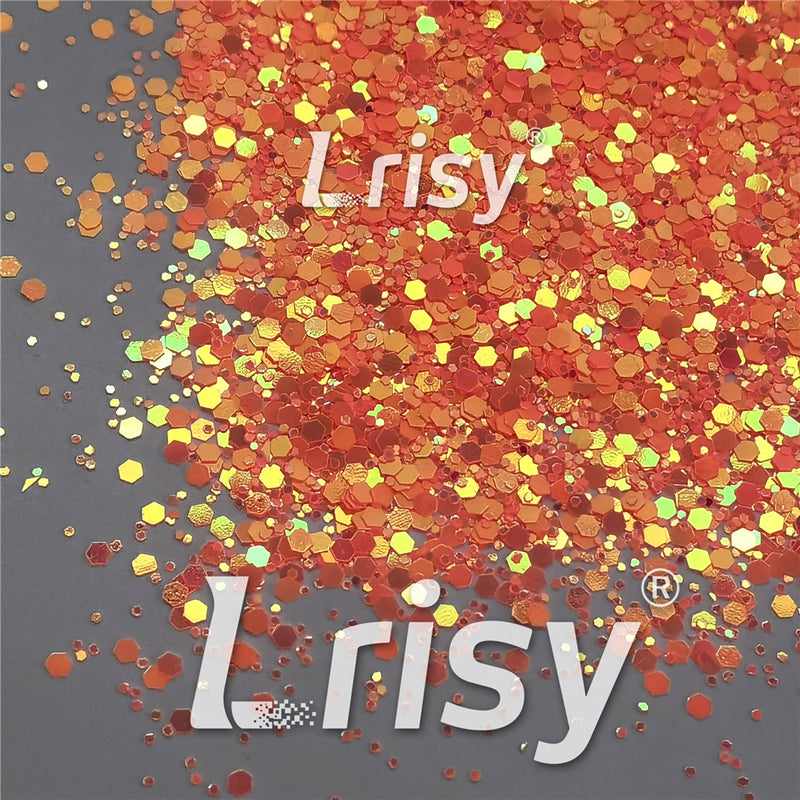 Fluorescent Red To Orange In The Dark Iridescent Red Noctilucent Glitter YG336