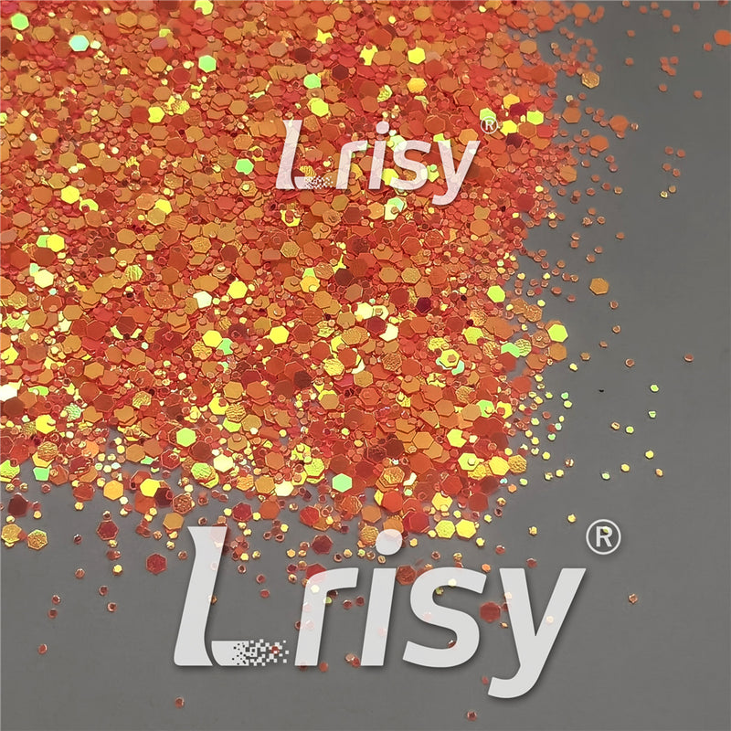 Fluorescent Red To Orange In The Dark Iridescent Red Noctilucent Glitter YG336