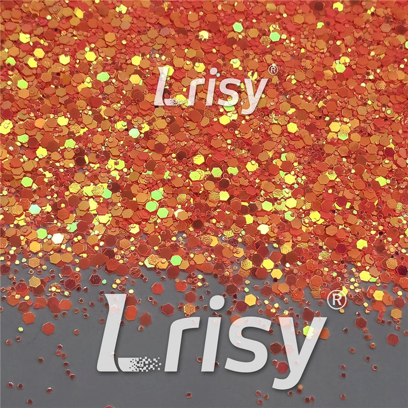 Fluorescent Red To Orange In The Dark Iridescent Red Noctilucent Glitter YG336