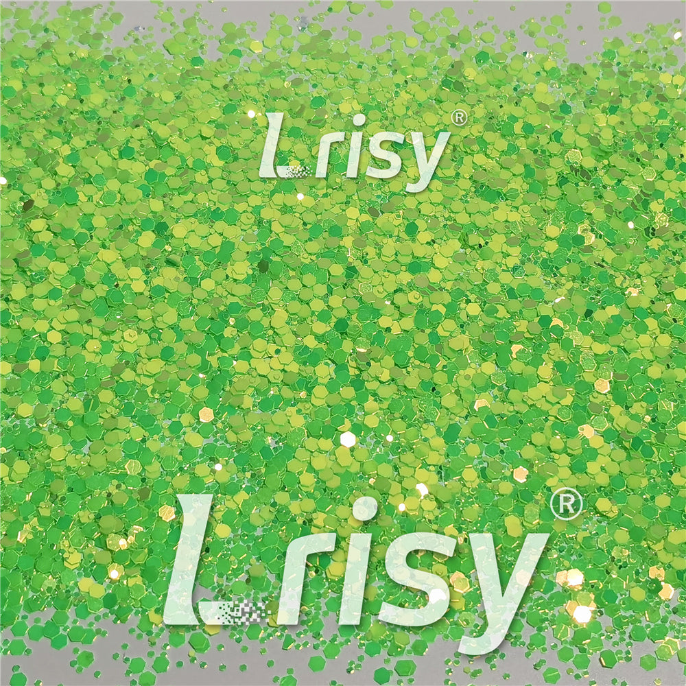 Fluorescent Green To Green In The Dark Iridescent Green Noctilucent Glitter YG320