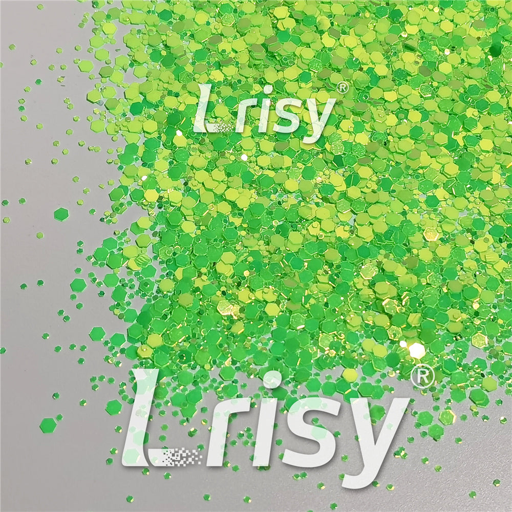 Fluorescent Green To Green In The Dark Iridescent Green Noctilucent Glitter YG320