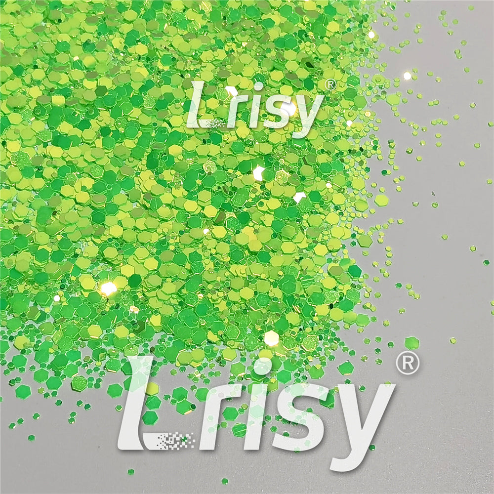 Fluorescent Green To Green In The Dark Iridescent Green Noctilucent Glitter YG320