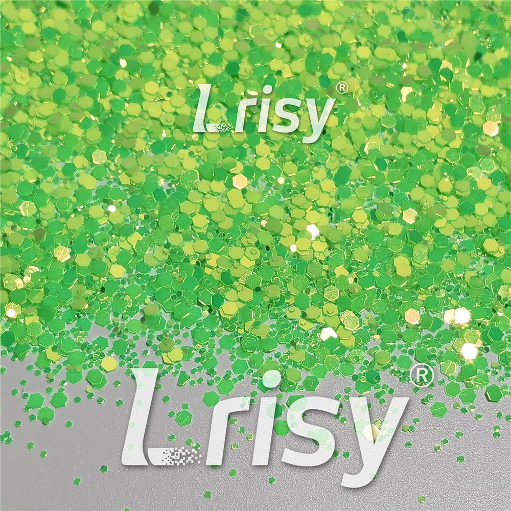 Fluorescent Green To Green In The Dark Iridescent Green Noctilucent Glitter YG320