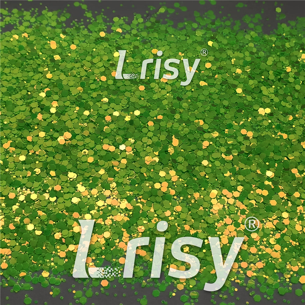 Fluorescent Green To Green In The Dark Iridescent Green Noctilucent Glitter YG320