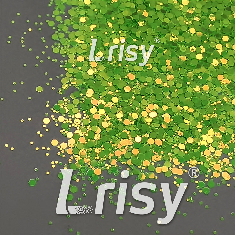 Fluorescent Green To Green In The Dark Iridescent Green Noctilucent Glitter YG320