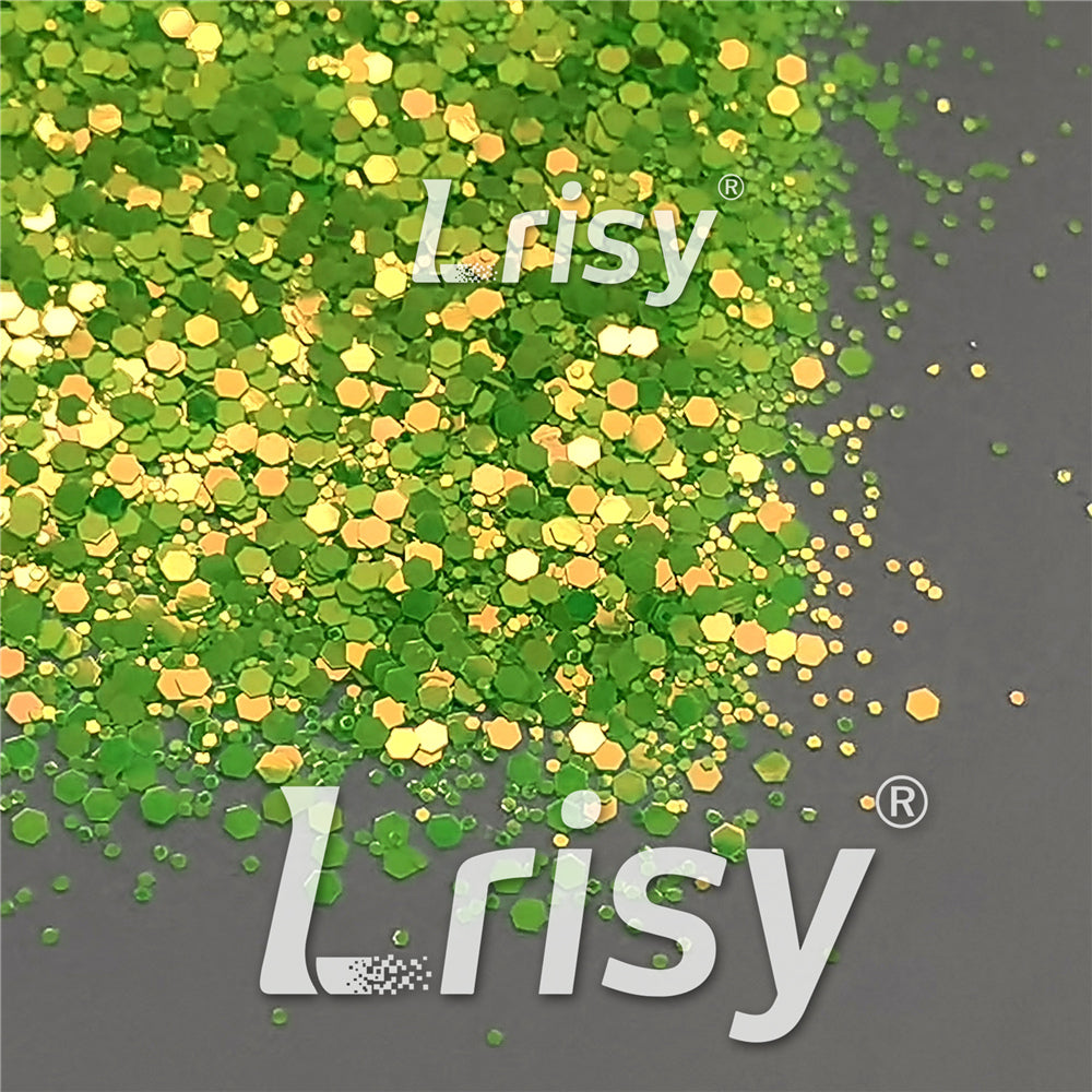 Fluorescent Green To Green In The Dark Iridescent Green Noctilucent Glitter YG320