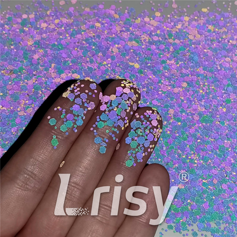 Mixed Glow In The Dark (Reflect Light At Night) Black To Purple Glitter FC-FG1000