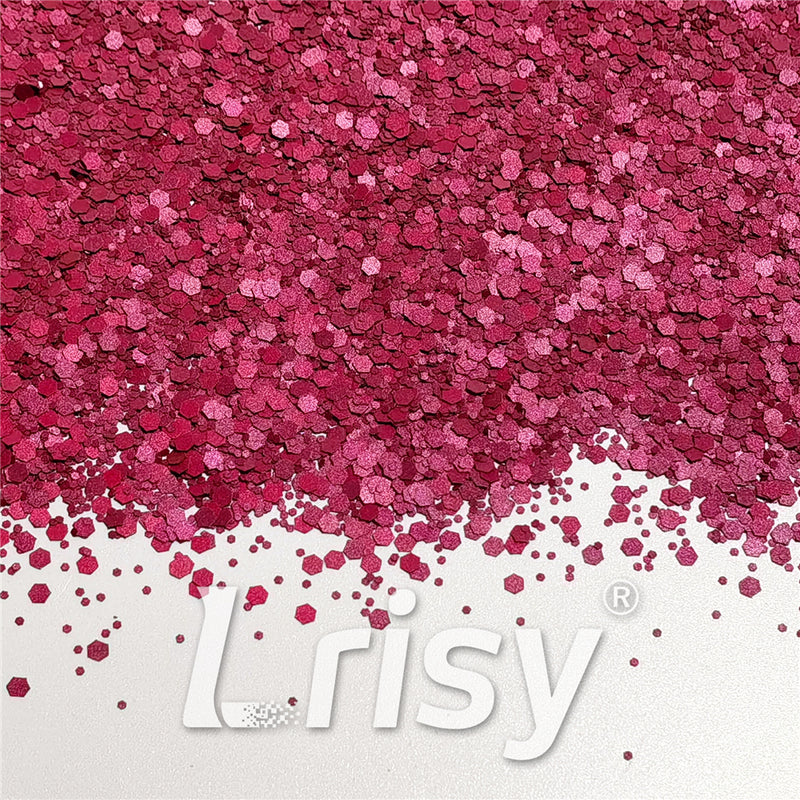 Mixed Glow In The Dark (Reflect Light At Night) Rose Red To Pink Glitter FC-FG912